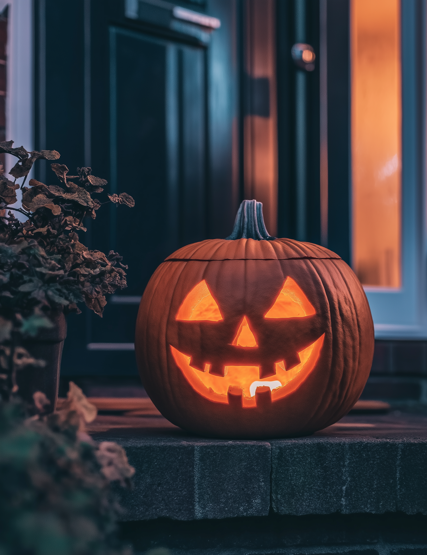 Jack-o'-Lantern on Doorstep