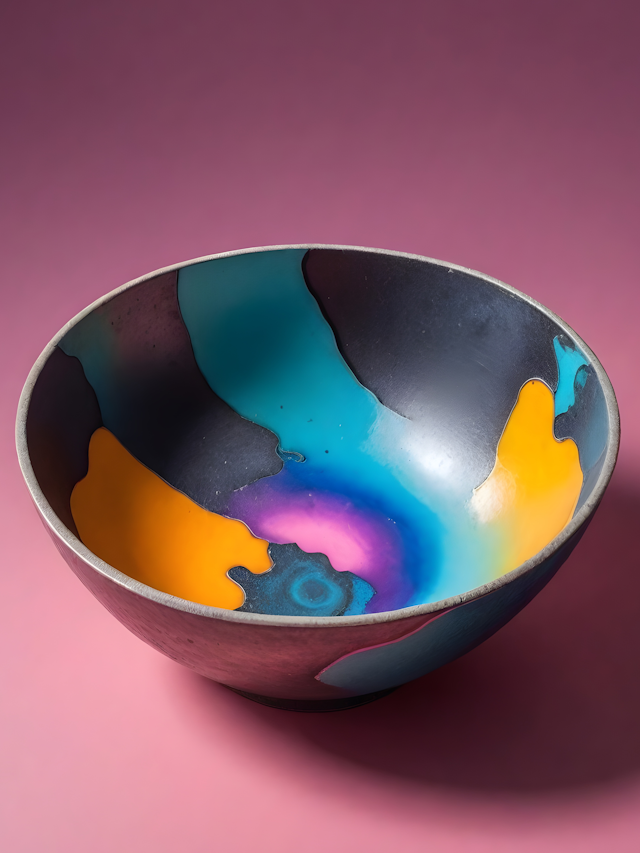 Iridescent Bowl on Pink Gradient