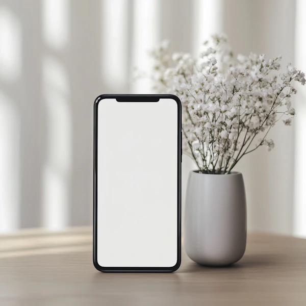 Minimalist Smartphone and Flowers