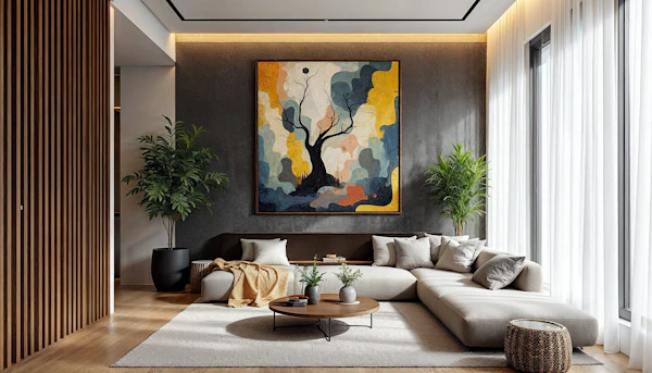 Modern Living Room with Abstract Art