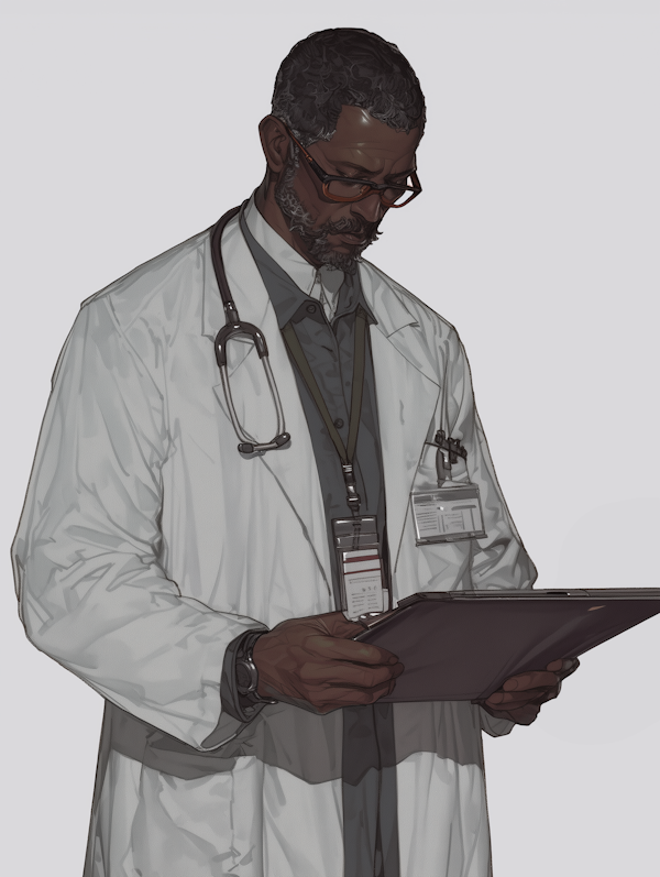 Thoughtful Medical Professional Examining Documents