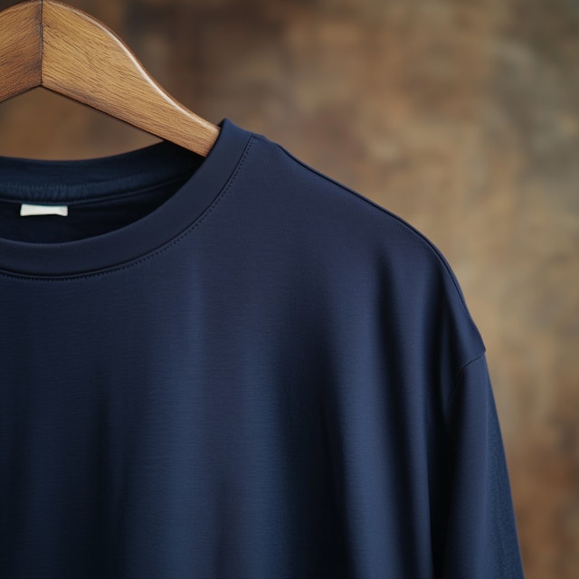 Navy Blue T-Shirt Close-Up