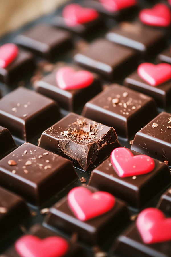 Heart-Adorned Dark Chocolates