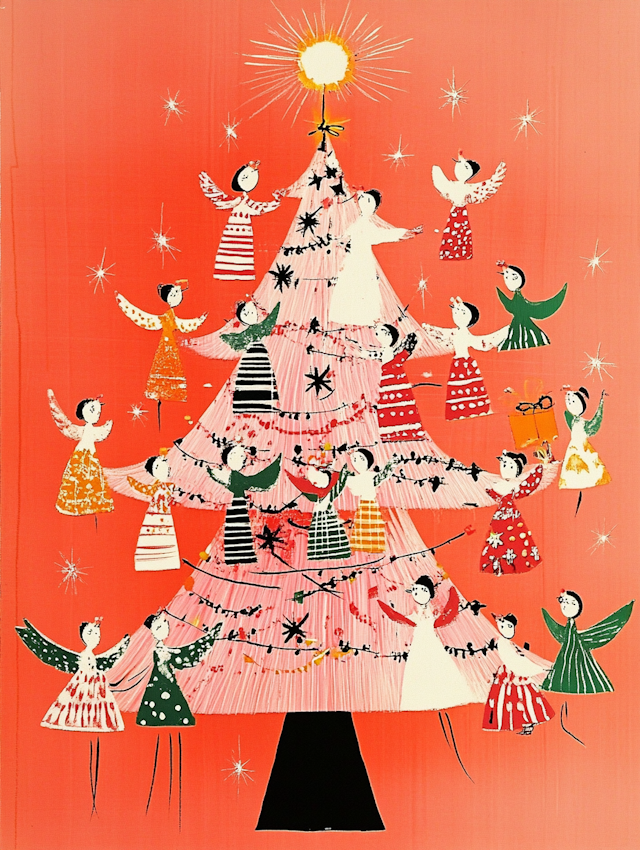 Whimsical Christmas Tree Illustration