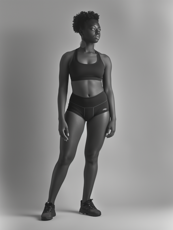 Confident Athlete in Grayscale