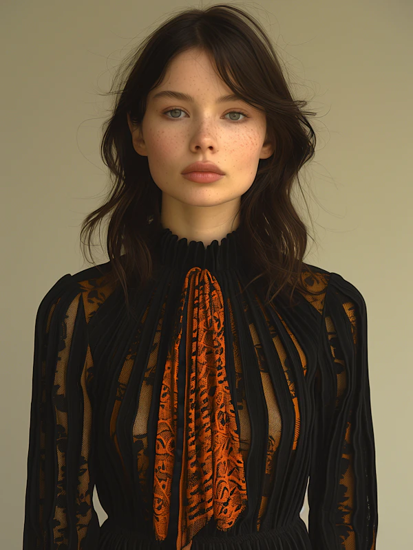 Portrait of a Young Woman in Black Dress