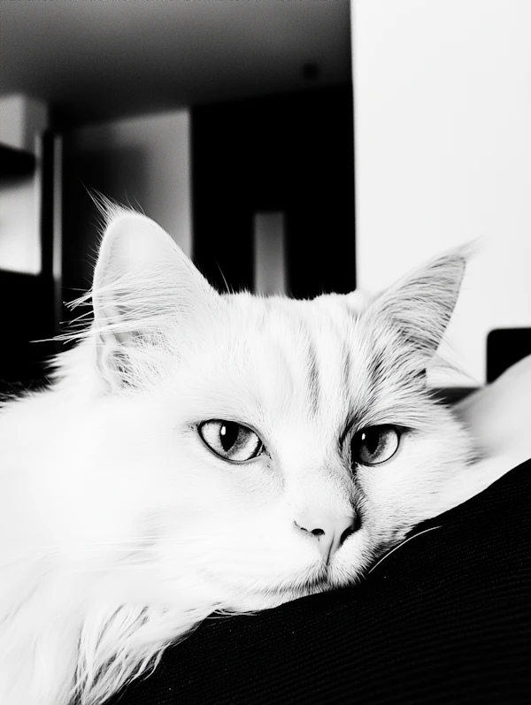 Serene White Cat Portrait