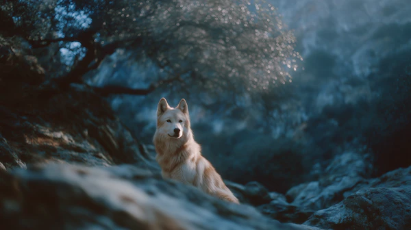 Golden Canine in Forest