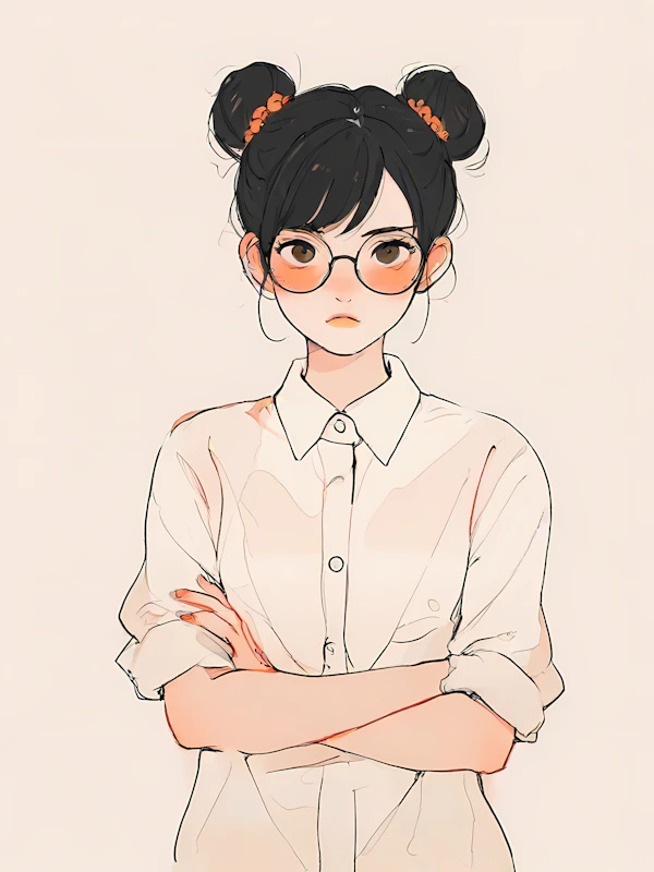 Contemplative Woman with Glasses