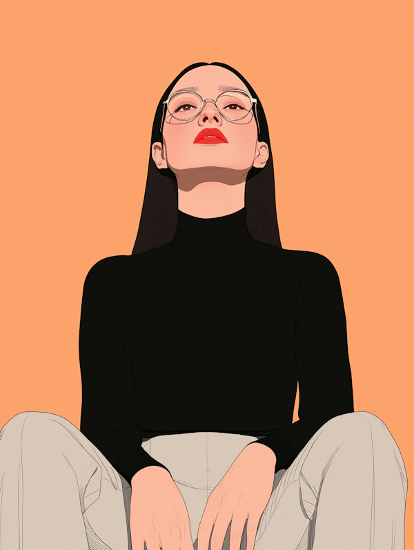 Stylized Portrait of a Person in Black Turtleneck