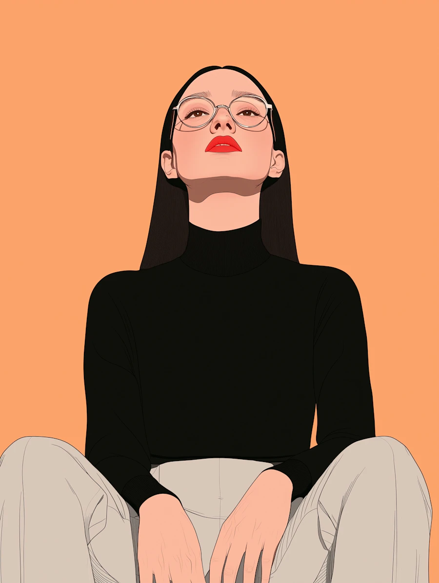 Stylized Portrait of a Person in Black Turtleneck
