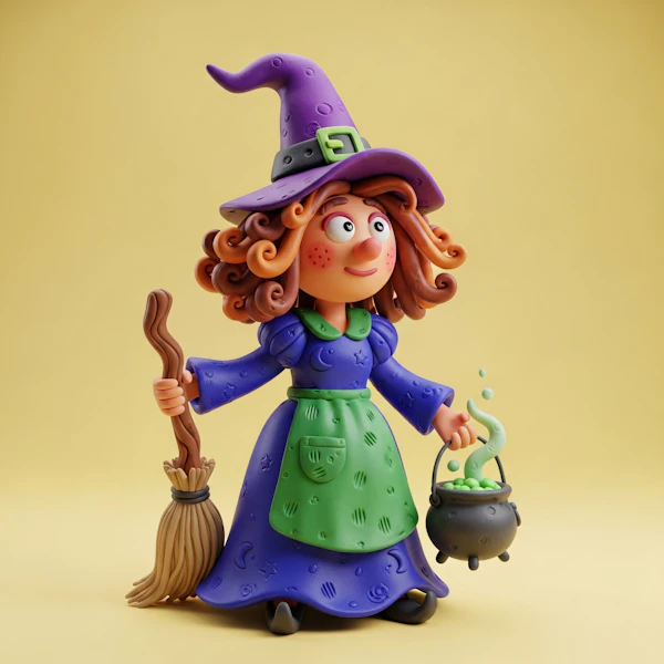 Cheerful Witch Figurine