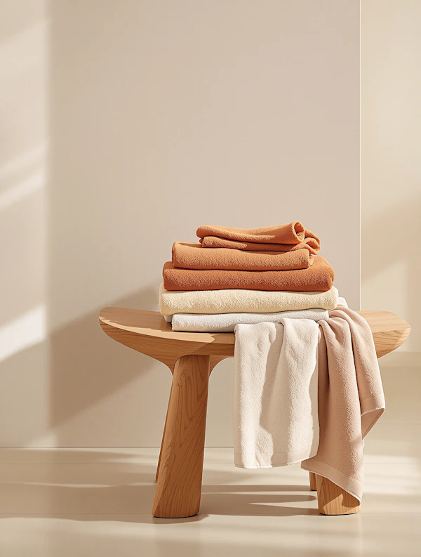 Stacked Towels on Bench