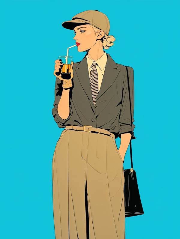 Stylish Woman Sipping Drink