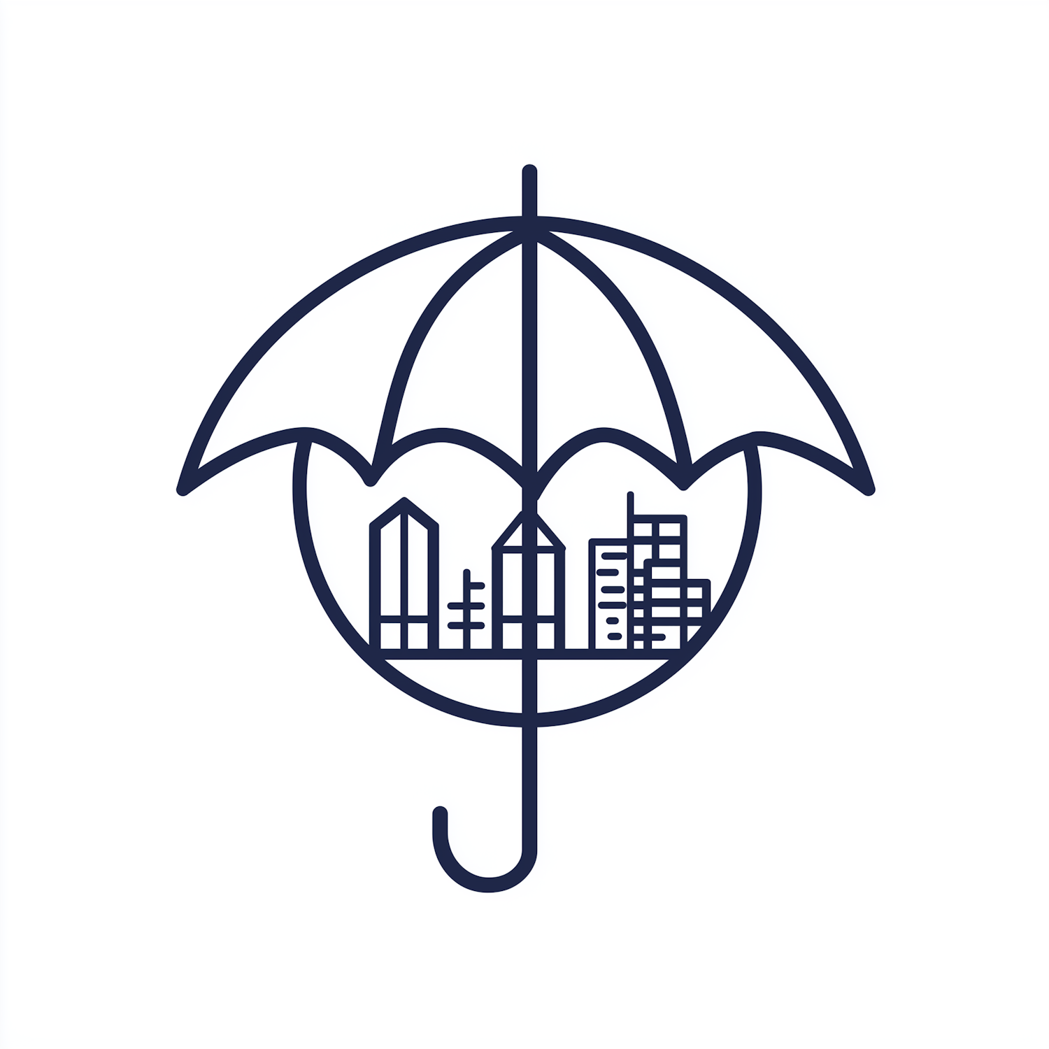 Minimalist Umbrella Cityscape