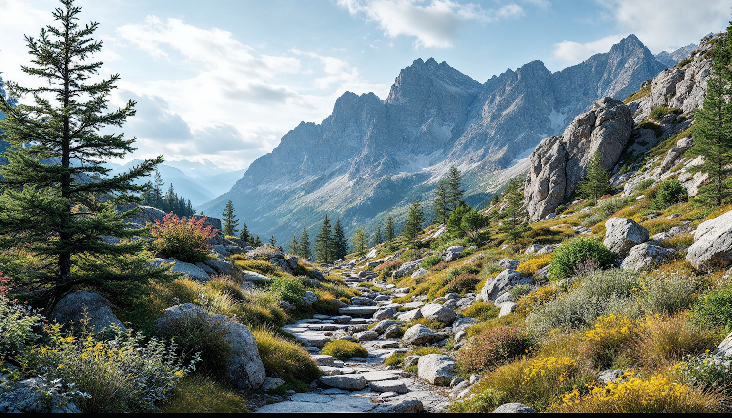 Mountain Landscape with Wildflowers