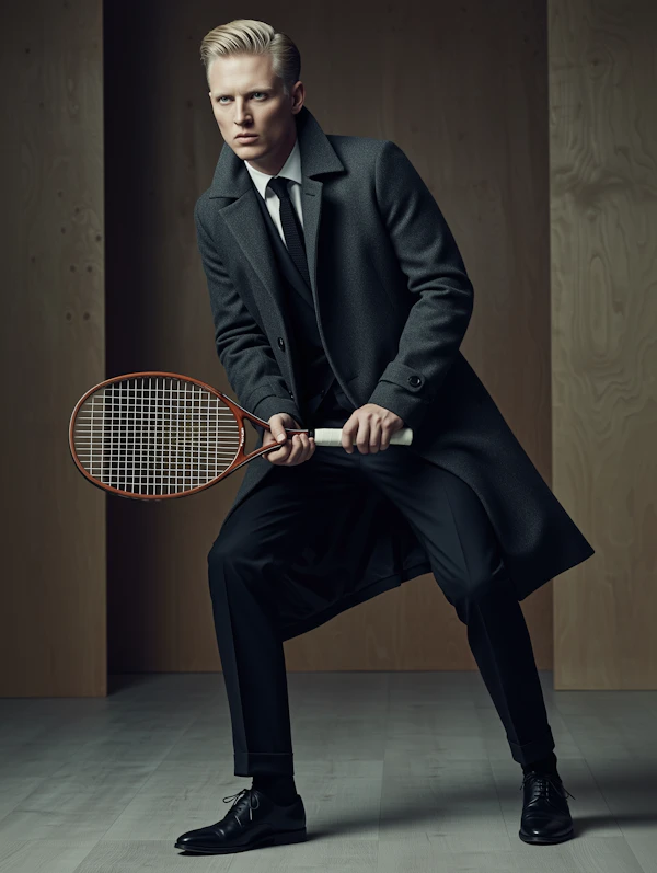Elegant Man with Racket