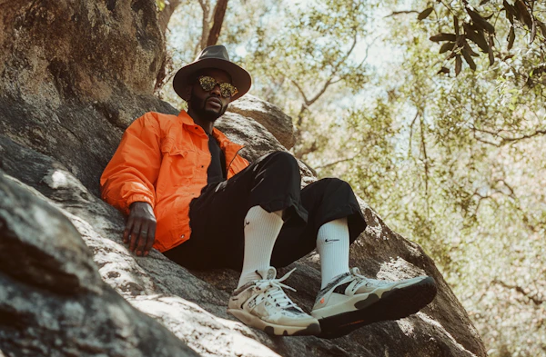 Man on Rock in Nature