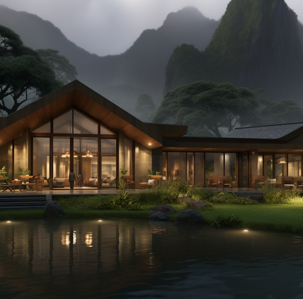 Tranquil Modernity: Lakeside Haven Amidst Nature