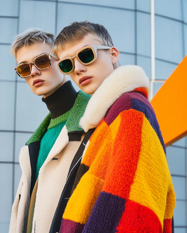 Fashionable Duo in Colorful Attire