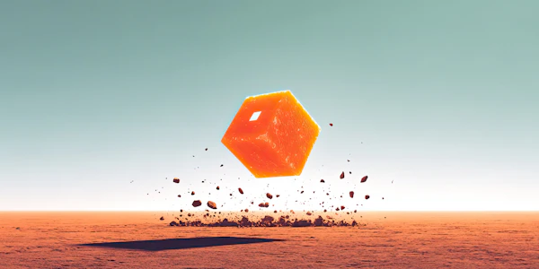 Glowing Cube in Desert