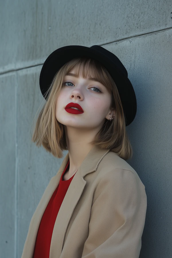Stylish Woman with Red Lipstick
