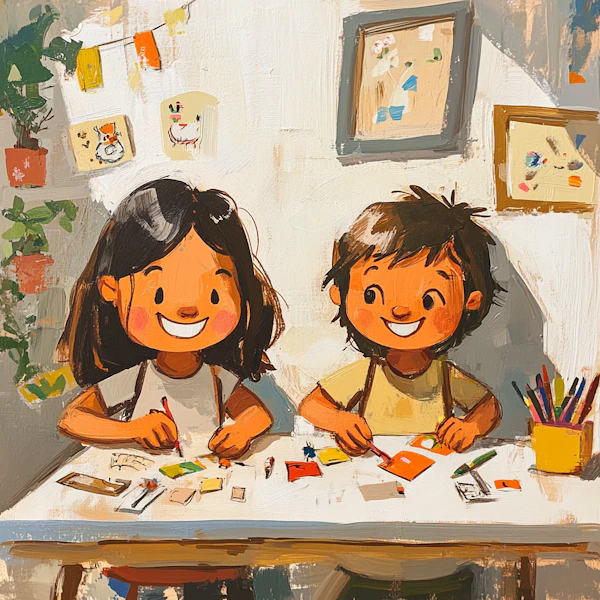 Children Engaged in Creative Activity