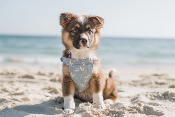 Playful Puppy on Beach