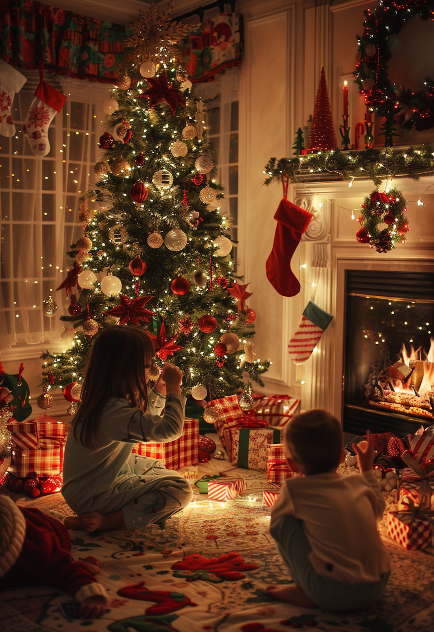 Cozy Christmas Eve Scene with Children