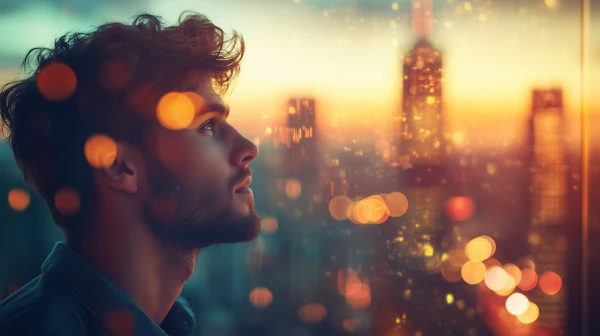 Contemplative Sunset Gaze
