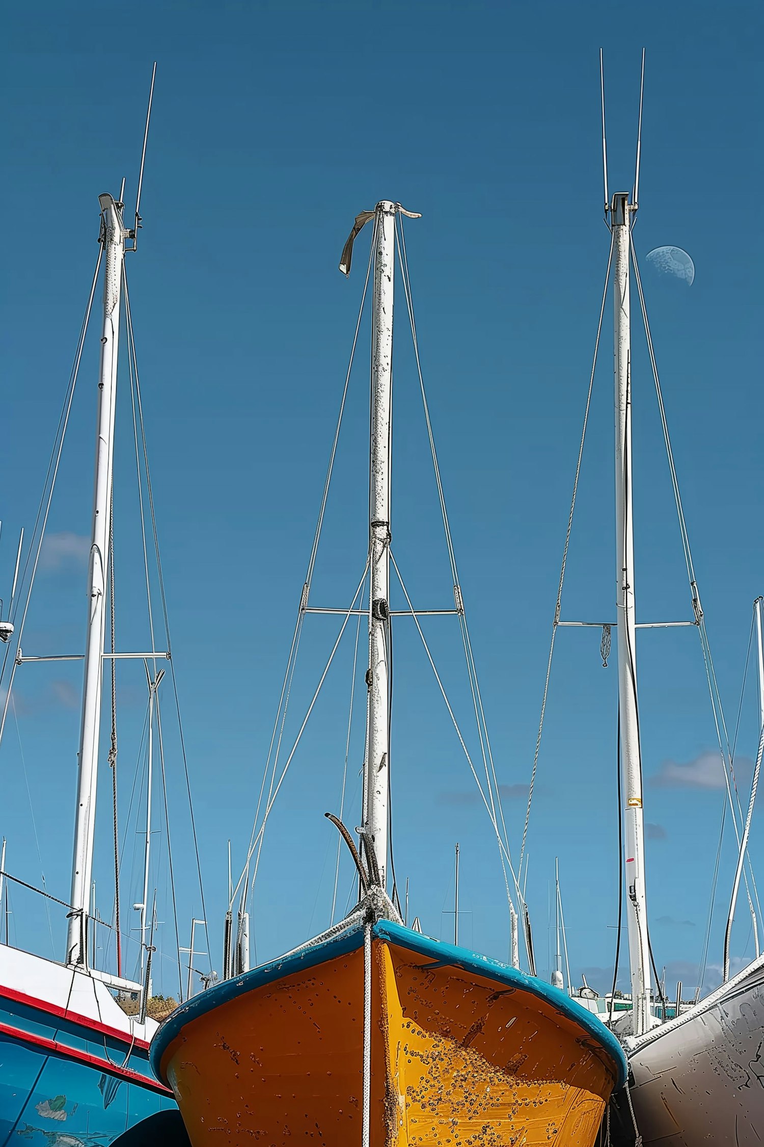 Sailboats at the Marina on a Clear Day