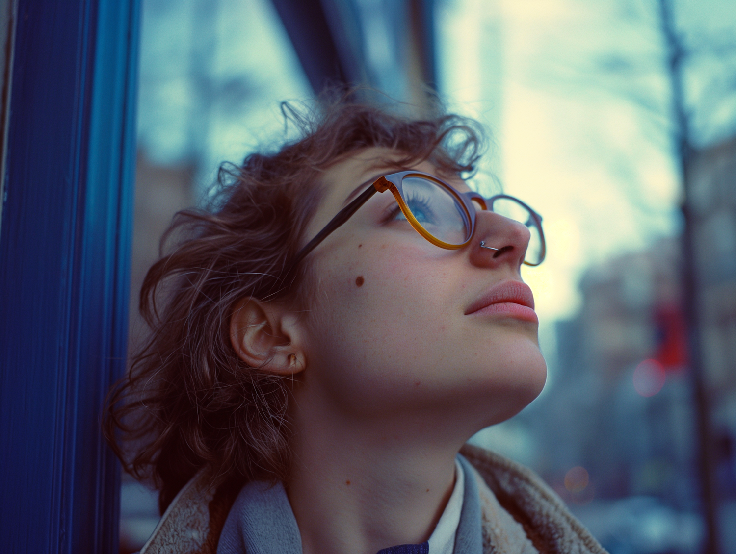 Serene Contemplator with Tortoiseshell Glasses