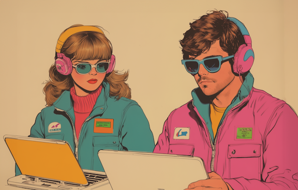 Colorful Retro Duo with Laptops