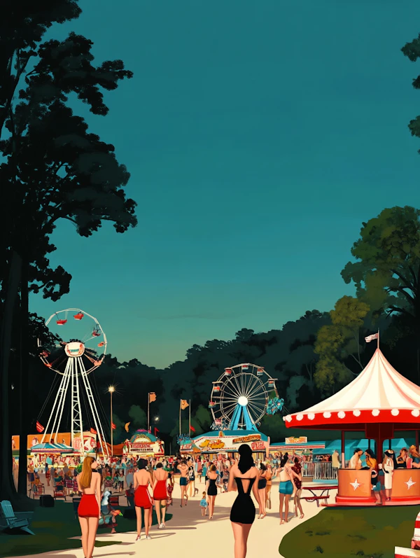 Carnival Scene with Ferris Wheels