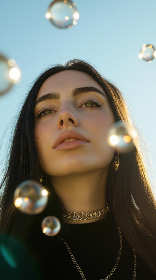 Serene Woman with Bubbles