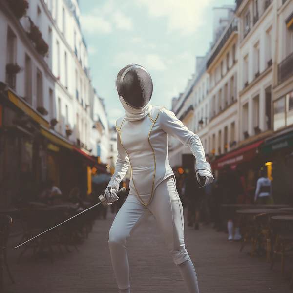 Fencer in Urban Street at Paris