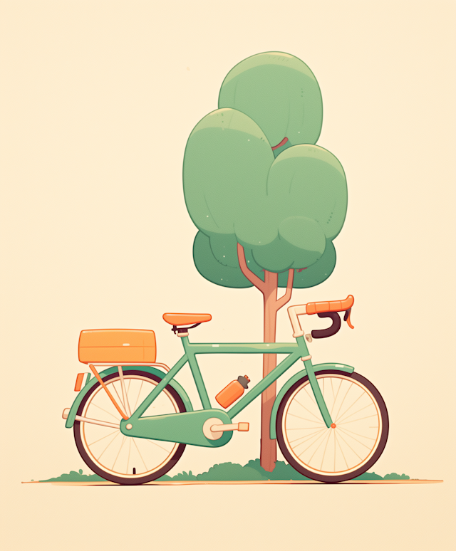 Bicycle and Tree Illustration