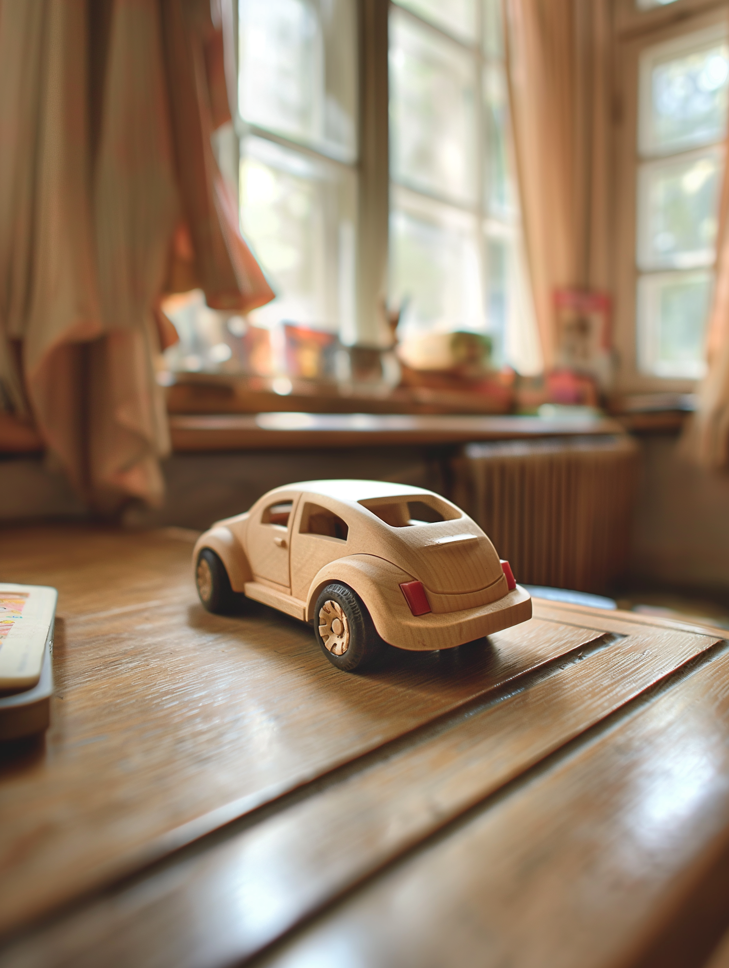 Wooden Toy Car in Cozy Room