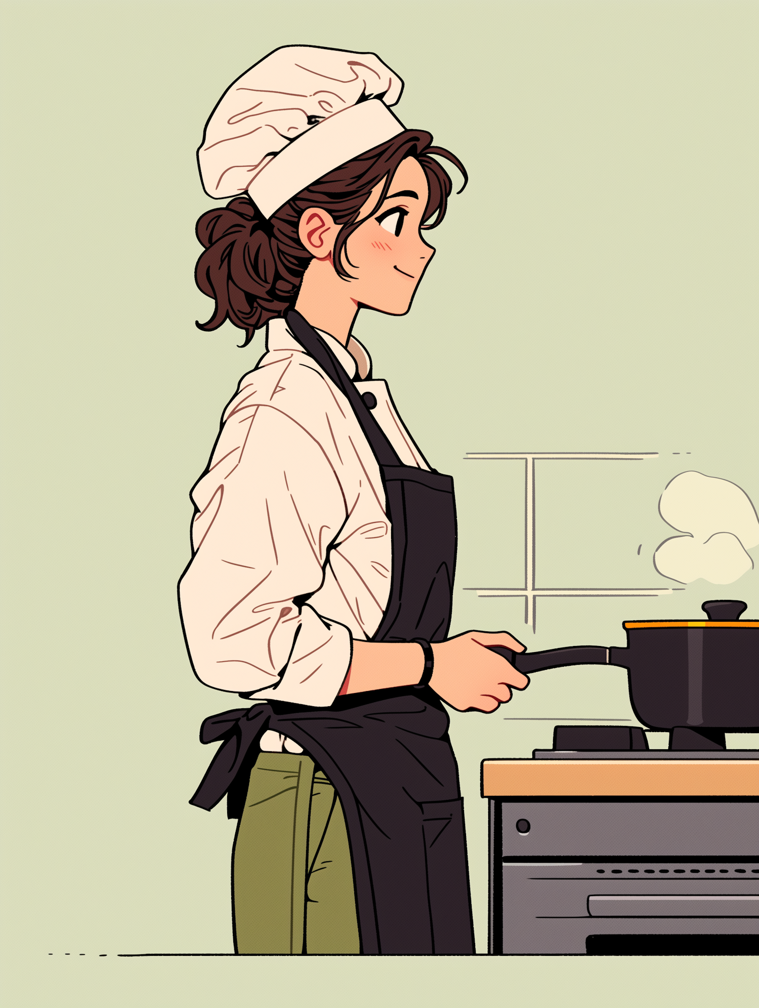 Illustration of a Female Chef Cooking