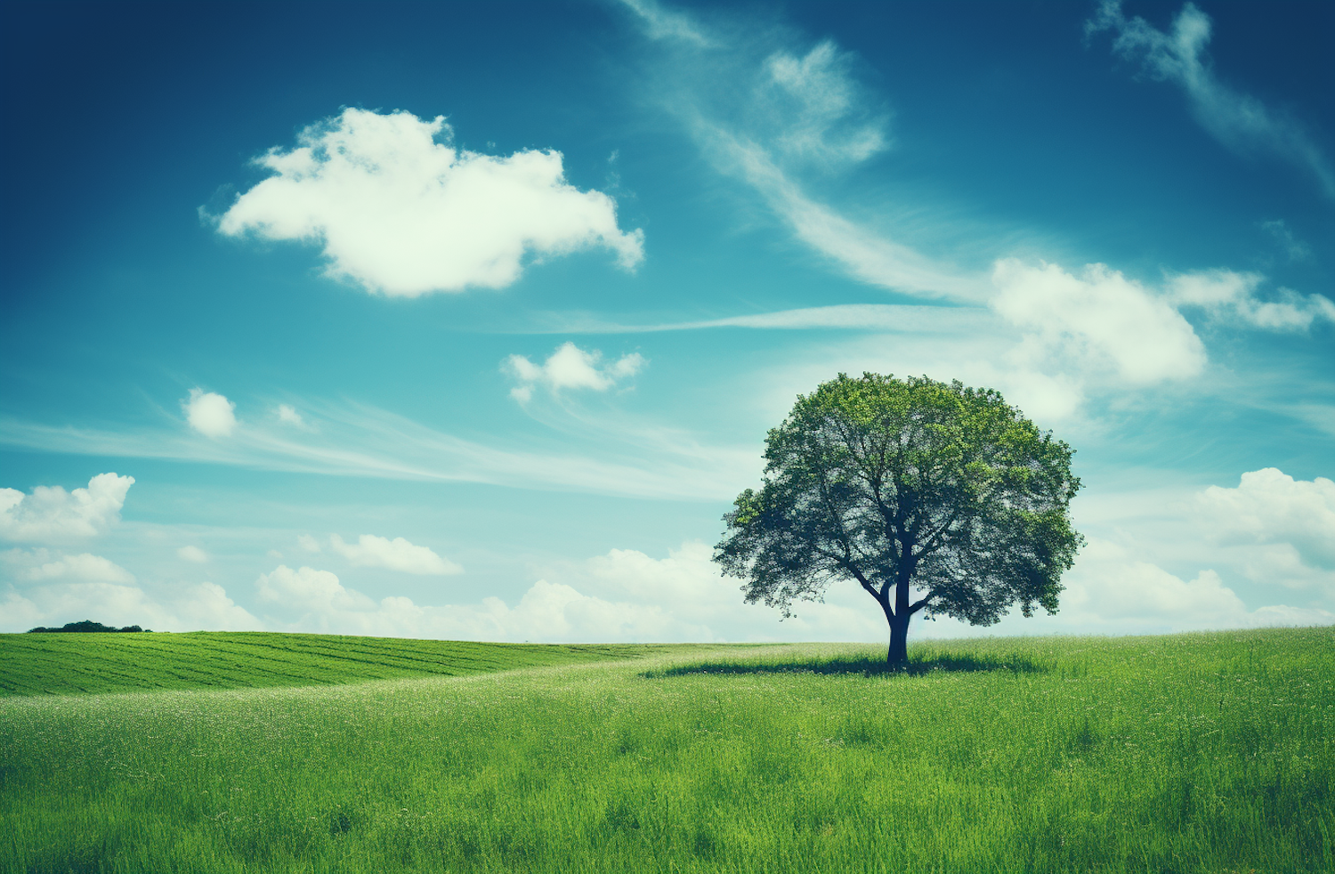 Solitary Vigor: The Lone Tree in Summer Splendor