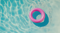 Pink Inflatable Ring in Pool