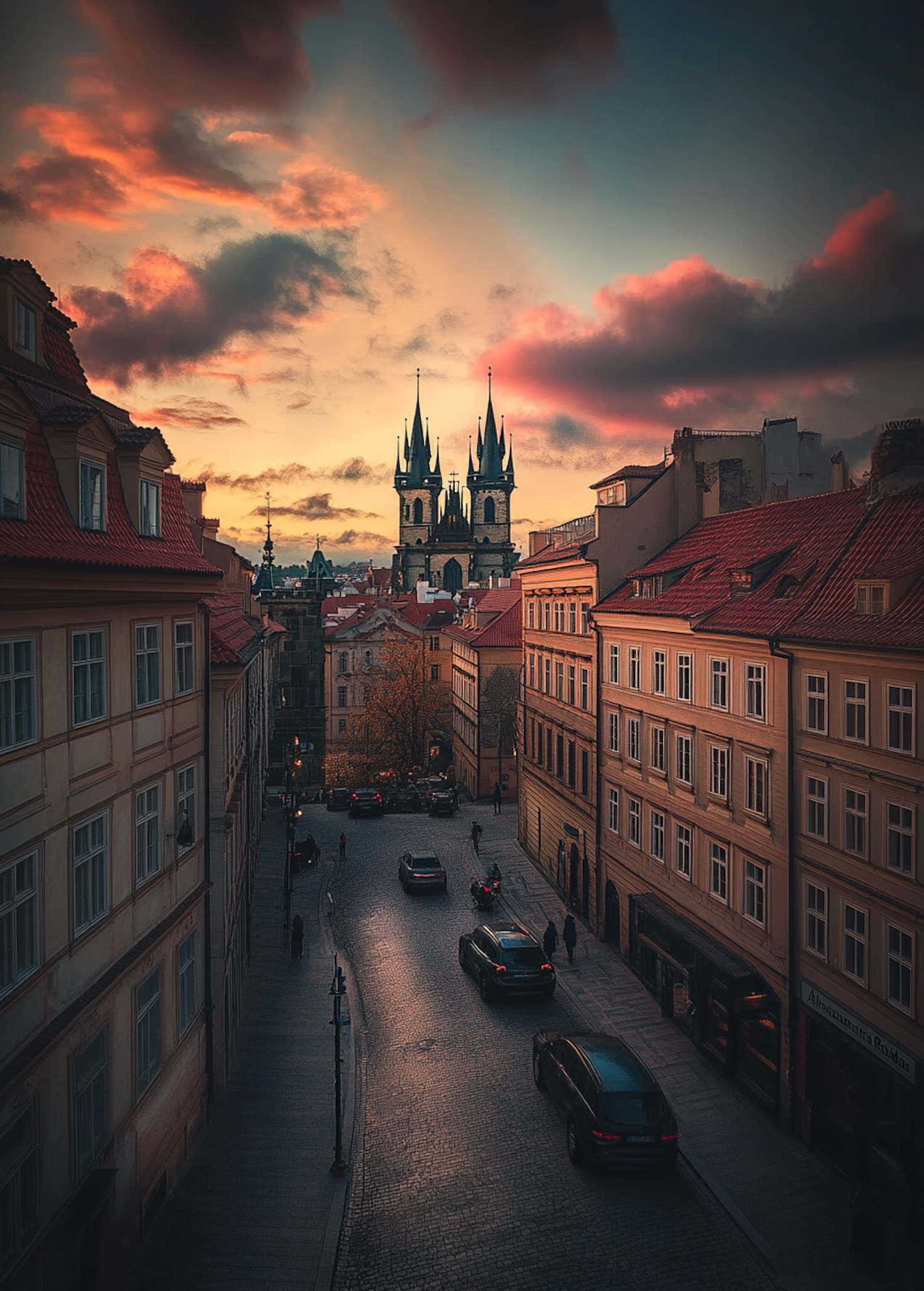 Historic European City at Sunset