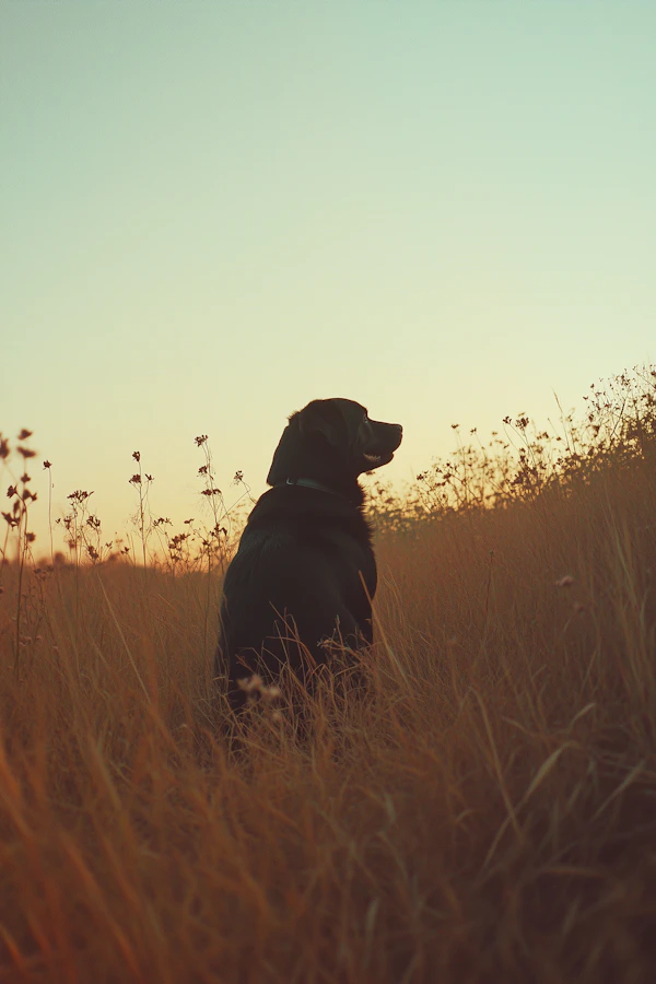 Dog in Serene Field