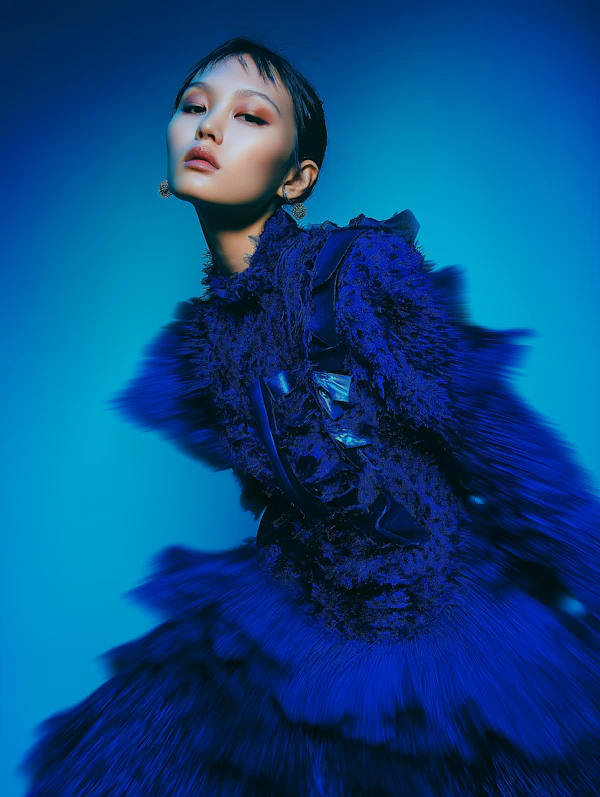 Dynamic Blue Portrait