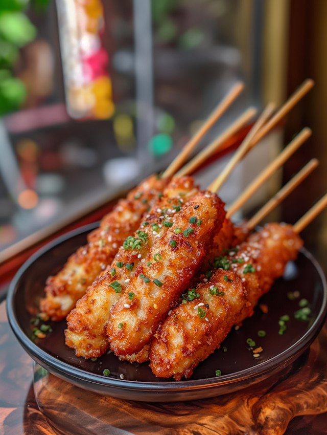 Glossy Skewered Fried Foods