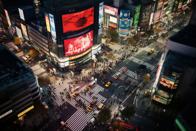 Downtown Neon Rush Hour