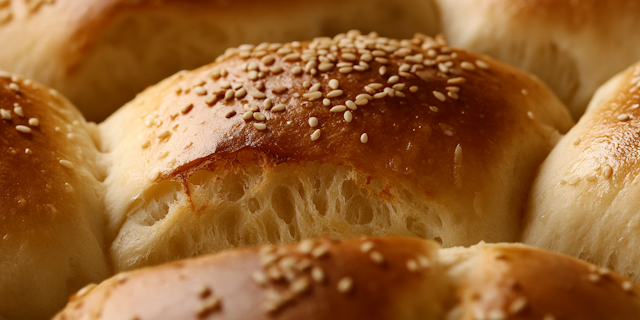 Close-up of Freshly Baked Bread Rolls