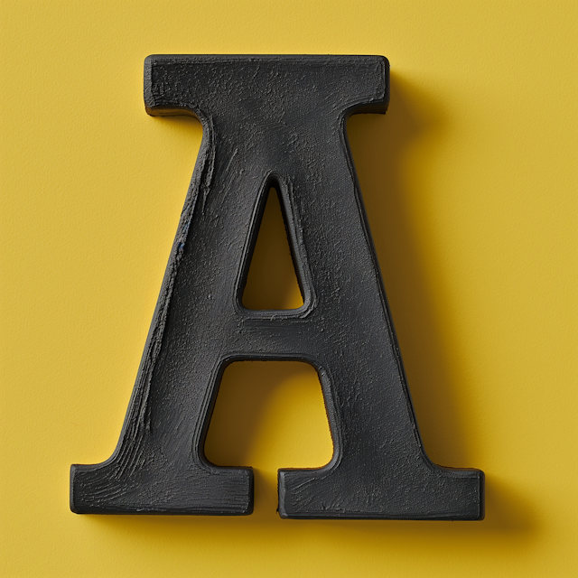 Bold Black Letter A on Yellow Background