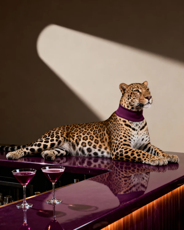Leopard on Purple Bar