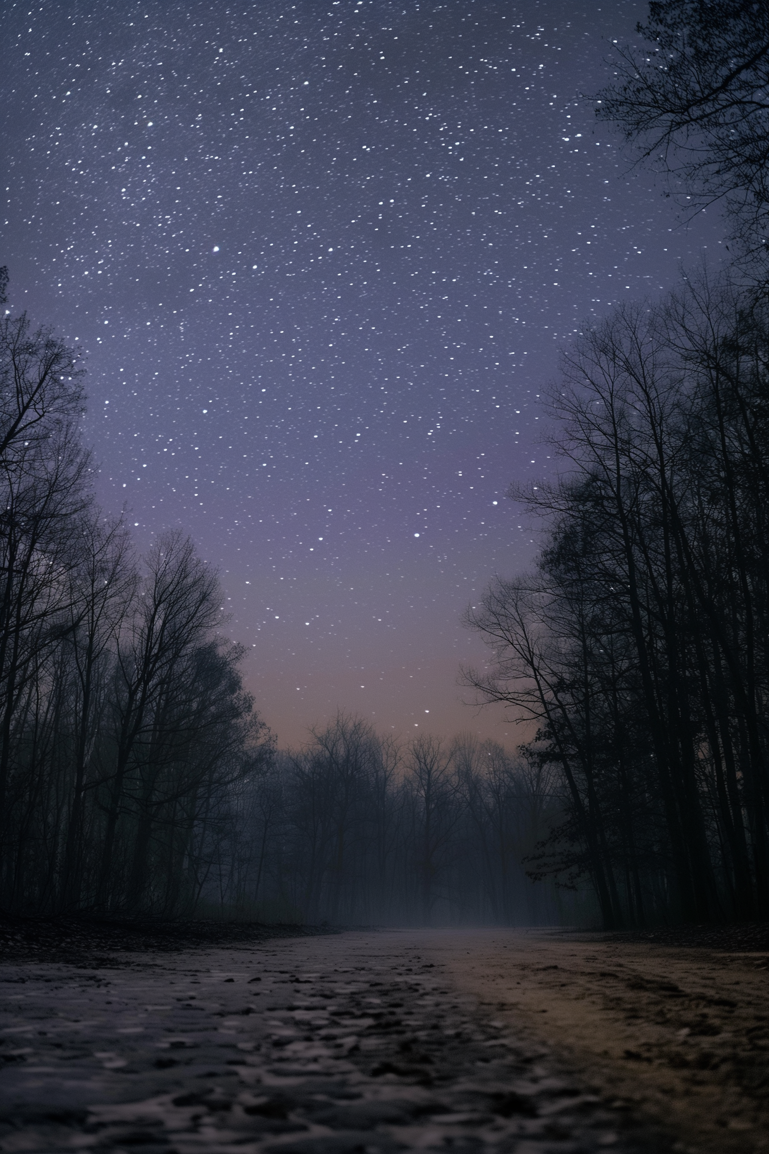 Starry Night Over Silhouetted Forest